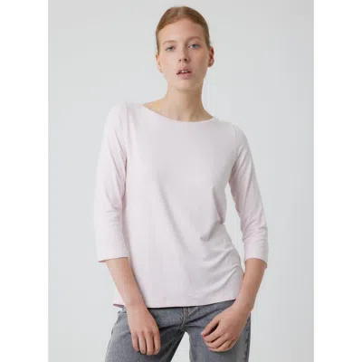 Majestic Filatures Soft Touch 3/4 Sleeve Pleated Back Crewneck Top In Pink