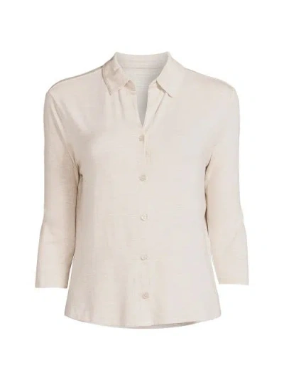 Majestic Filatures Soft Touch 3/4 Sleeve Semi Relaxed Shirt In Nude