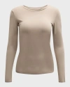Majestic Filatures Soft Touch Long Sleeve Crewneck T-shirt In Sand