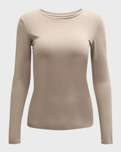 Majestic Filatures Soft Touch Long Sleeve Crewneck T-shirt In Sand