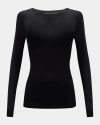 Majestic Filatures Soft Touch Long Sleeve Merrow Edge Boatneck T-shirt In Black