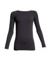 Majestic Filatures Soft Touch Long Sleeve Merrow Edge Boatneck T-shirt In Blue