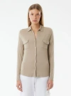 Majestic Filatures Soft Touch Long Sleeve Pocket Shirt In Nude