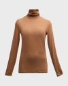 Majestic Filatures Soft Touch Long Sleeve Turtleneck In Brown