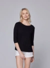 Majestic Filatures Soft Touch Semi Relaxed 3/4 Sleeve Boatneck In Black
