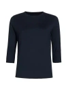 Majestic Filatures Soft Touch Semi Relaxed 3/4 Sleeve Boatneck In Blue