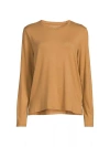 Majestic Filatures Soft Touch Semi Relaxed Long Sleeve Crewneck T-shirt In Brown