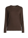 Majestic Filatures Soft Touch Semi Relaxed Long Sleeve Crewneck T-shirt In Brown