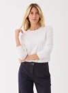 Majestic Filatures Soft Touch Semi Relaxed Long Sleeve Crewneck T-shirt In White