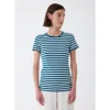 Majestic Filatures Soft Touch Striped Short Sleeve T-shirt In Blue