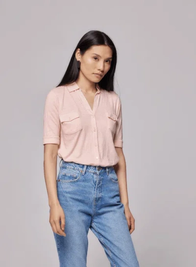 Majestic Filatures Stretch Linen 3/4 Sleeve Pocket Shirt