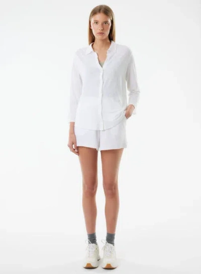 Majestic Filatures Stretch Linen 3/4 Sleeve Shirt In White