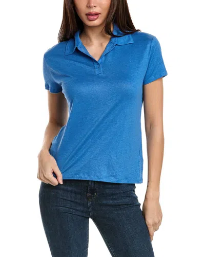 Majestic Filatures Stretch Linen-blend Polo Shirt In Blue