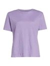 Majestic Filatures Stretch Linen Elbow Sleeve Semi Relaxed Crewneck T-shirt In Purple