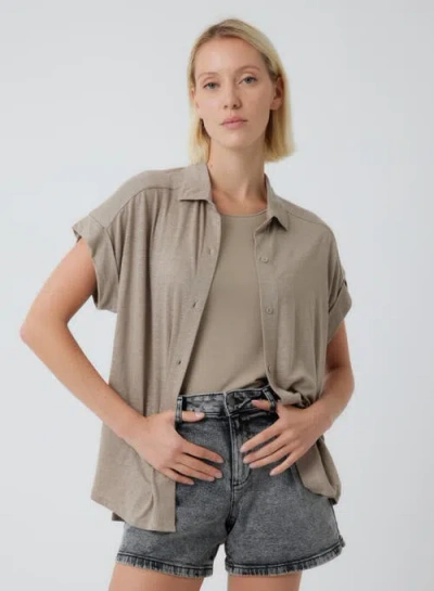 Majestic Filatures Stretch Linen S/s Shirt With Rolled Cuff