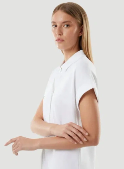 Majestic Filatures Stretch Linen S/s Shirt With Rolled Cuff In White