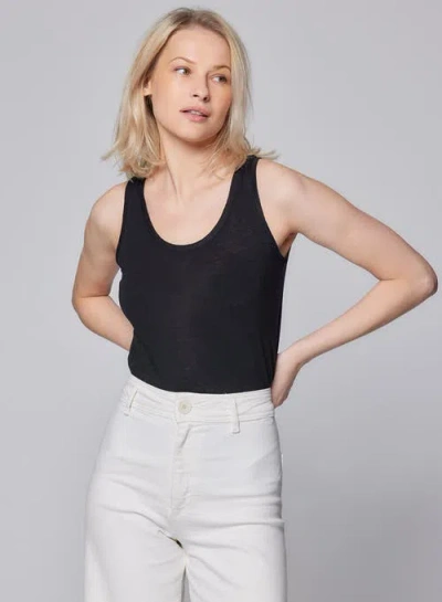 Majestic Filatures Stretch Linen Tank In Noir