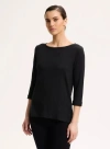 Majestic Filatures Stretch Linen Three Quarter Sleeve Boatneck T-shirt