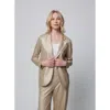 Majestic Filatures Stretch Metallic Linen One Button Blazer