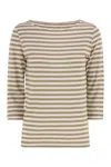 Majestic Filatures Striped Linen Boat Neck T-shirt