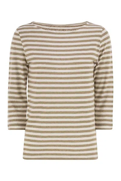Majestic Filatures Striped Linen Boat Neck T-shirt