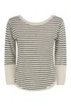 Majestic Filatures Striped Linen Boat Neck T-shirt