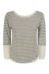 Majestic Filatures Striped Linen Boat Neck T-shirt
