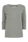 Majestic Filatures Striped Linen Boat Neck T-shirt