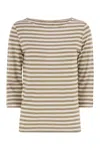 Majestic Filatures Striped Linen Boat Neck T-shirt