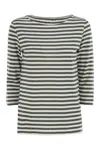 Majestic Filatures Striped Linen Boat Neck T-shirt