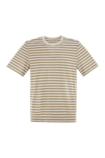 Majestic Filatures Striped Linen Crew-neck T-shirt