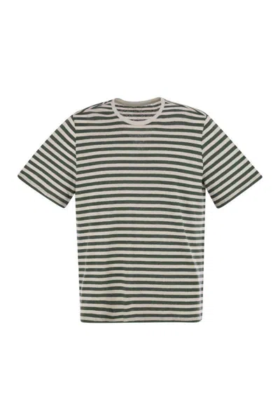 Majestic Filatures Striped Linen Crew-neck T-shirt