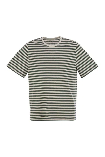 MAJESTIC MAJESTIC FILATURES STRIPED LINEN CREW-NECK T-SHIRT