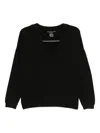 Majestic V-neck Boxy Sweater In Black