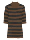Majestic Filatures Brown Striped Ribbed Knit Top In Brown