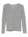Majestic Heathered Grey Cashmere Blend Sweater In Gray
