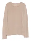 Majestic Beige Cotton-cashmere Blend Sweater With Round Neckline In Neutral