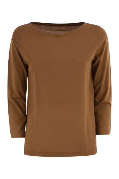 Majestic T-shirt With 3/4 Sleeves In Brown