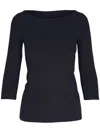 Majestic Merrow Soft Touch Boatneck Top In Blue