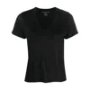 Majestic Soft Touch Short-sleeve V-neck Top In Black