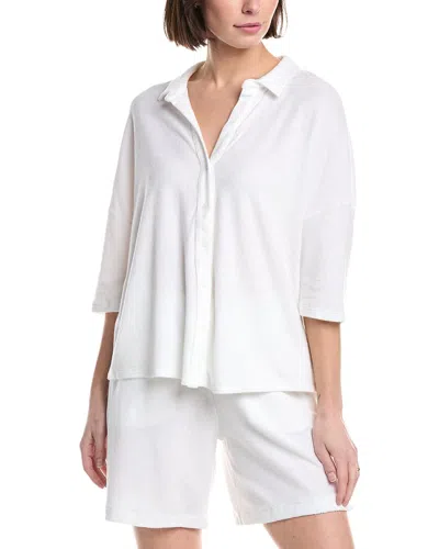 Majestic Filatures Terry Button Shirt In White