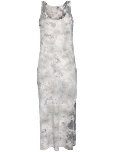 Majestic Filatures Tie-dye Print Organic Cotton Long Dress In Grey