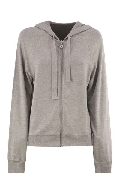 Majestic Filatures Viscose Hoodie In Gray