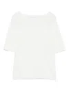 Majestic Filatures White Linen Sweater With Crew Neck Short Sleeves Ribbed Trim