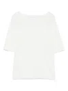 Majestic Filatures White Linen Sweater With Crew Neck Short Sleeves Ribbed Trim In White