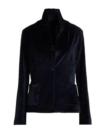 Majestic Filatures Woman Blazer Midnight Blue Size 1 Cotton, Modal, Elastane In Black