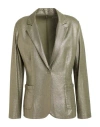 Majestic Filatures Woman Blazer Military Green Size 1 Viscose, Linen, Elastane