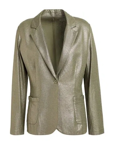 Majestic Filatures Woman Blazer Military Green Size 1 Viscose, Linen, Elastane In Green