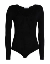 Majestic Filatures Woman Bodysuit Black Size 1 Organic Cotton, Viscose, Elastane, Metallic Fiber In Black