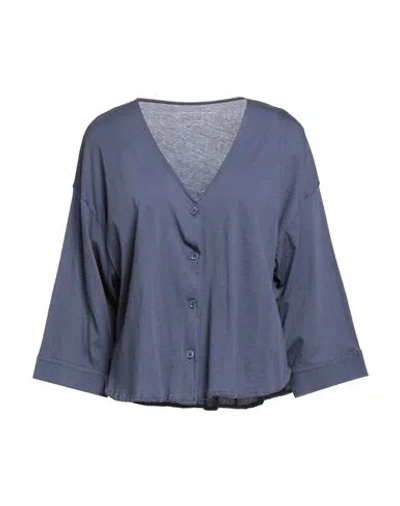 Majestic Filatures Woman Cardigan Navy Blue Size 1 Cotton